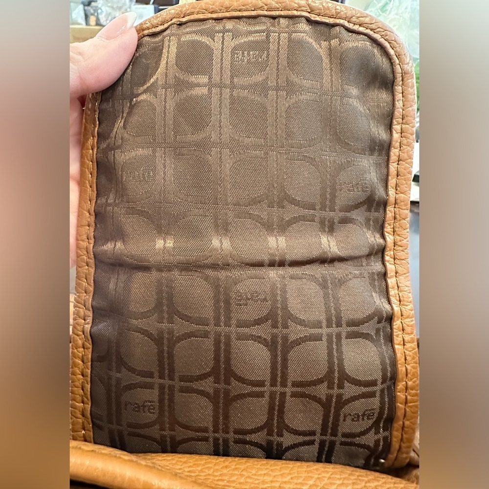 Rafē New York Cognac Leather Shoulder Bag w/Gold Hardware Dust Bag Included EUC - Picture 7 of 12
